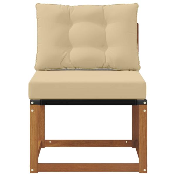 Outdoor Mittelsofa Massivholz Akazie und Textilene Stoff Natur