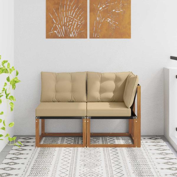 ARDEBO.de - 2 stk. Outdoor Mittel- und Ecksofa Natur