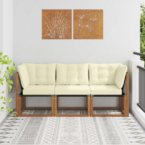 ARDEBO.de - 3 stk. Outdoor Mittel- und Ecksofa Natur