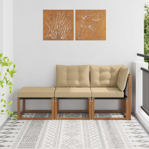 ARDEBO.de - 3 stk. Ecksofa-Einheiten für draußen Natur und Beige