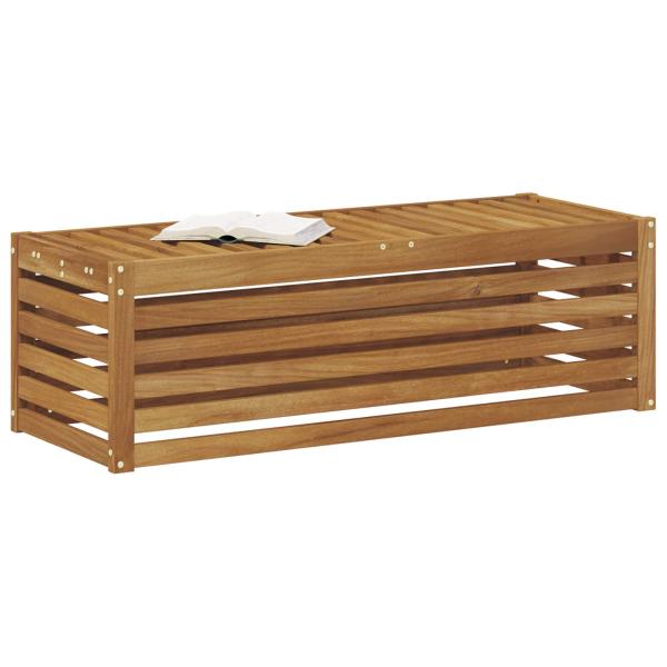 Outdoor Hocker Bank Massivholz Akazie Natur 115 x 43 x 37 cm