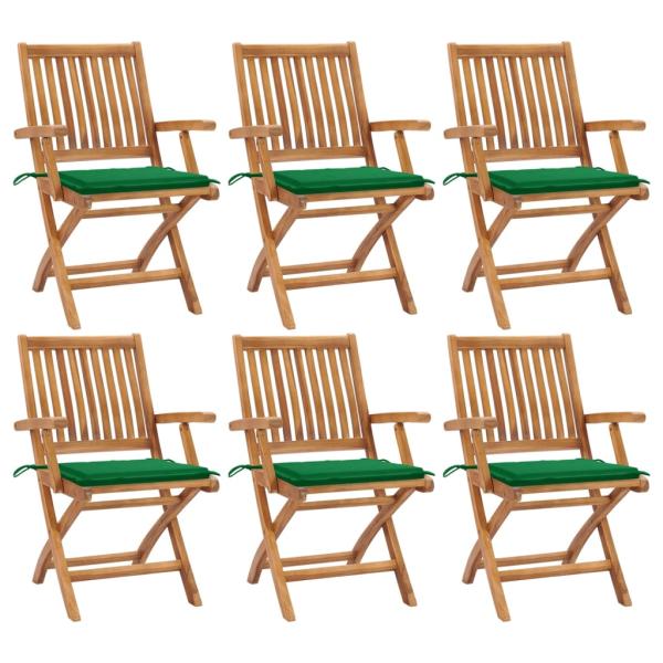 ARDEBO.de - Klappbare Gartenstühle mit Kissen 6 Stk. Massivholz Teak