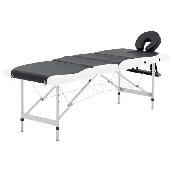 ARDEBO.de - Massageliege Klappbar 4-Zonen Aluminiumgestell Schwarz und Weiß
