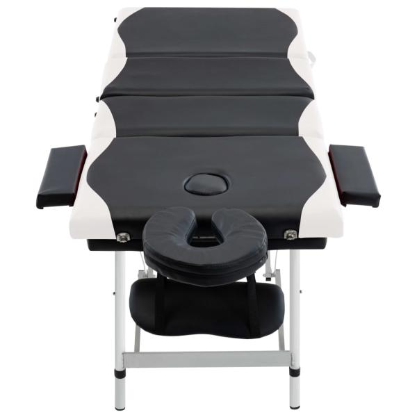Massageliege Klappbar 4-Zonen Aluminiumgestell Schwarz und Weiß