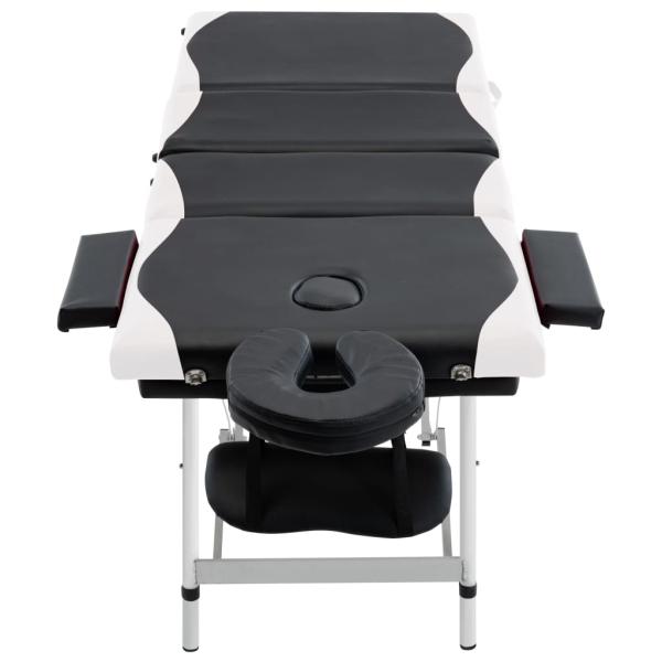 Massageliege Klappbar 4-Zonen Aluminiumgestell Schwarz und Weiß
