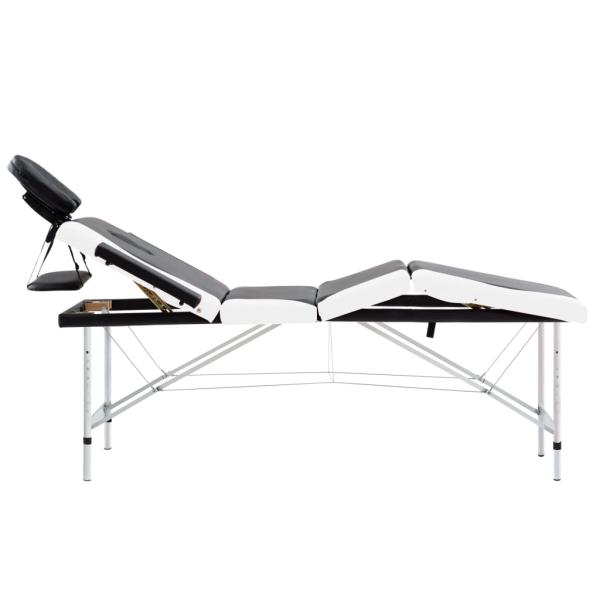 Massageliege Klappbar 4-Zonen Aluminiumgestell Schwarz und Weiß