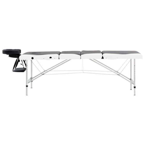 Massageliege Klappbar 4-Zonen Aluminiumgestell Schwarz und Weiß