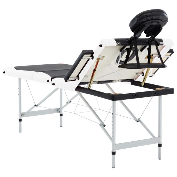 Massageliege Klappbar 4-Zonen Aluminiumgestell Schwarz und Weiß
