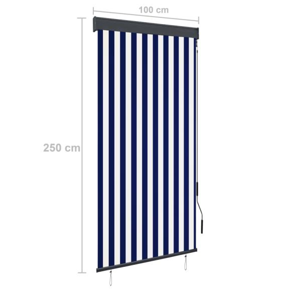 Außenrollo 100 x 250 cm Blau und Weiß
