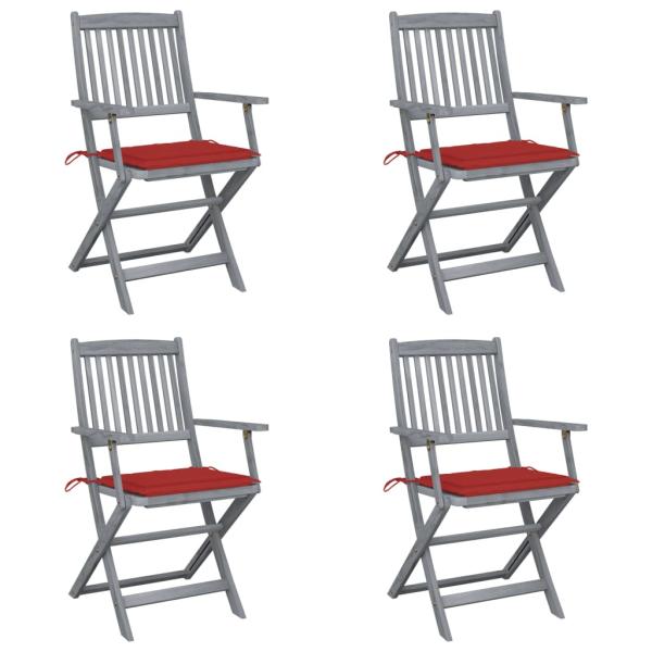 ARDEBO.de - Klappbare Gartenstühle 4 Stk. mit Sitzkissen Massivholz Akazie