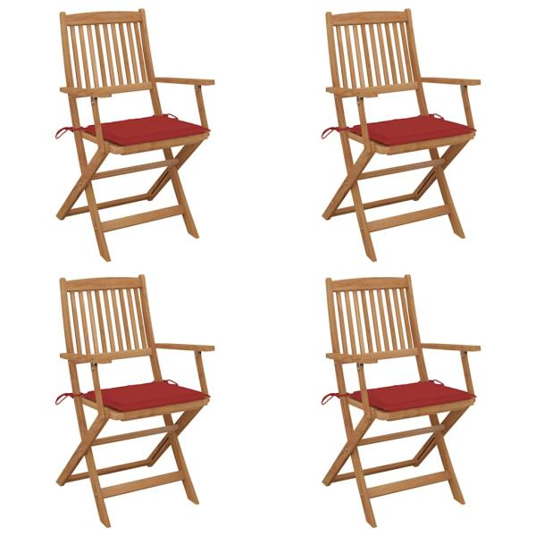 ARDEBO.de - Klappbare Gartenstühle 4 Stk. mit Kissen Massivholz Akazie