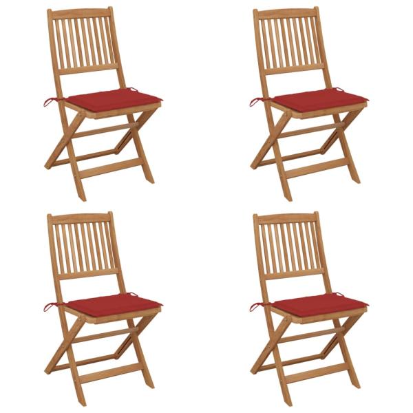 ARDEBO.de - Klappbare Gartenstühle 4 Stk. mit Kissen Massivholz Akazie