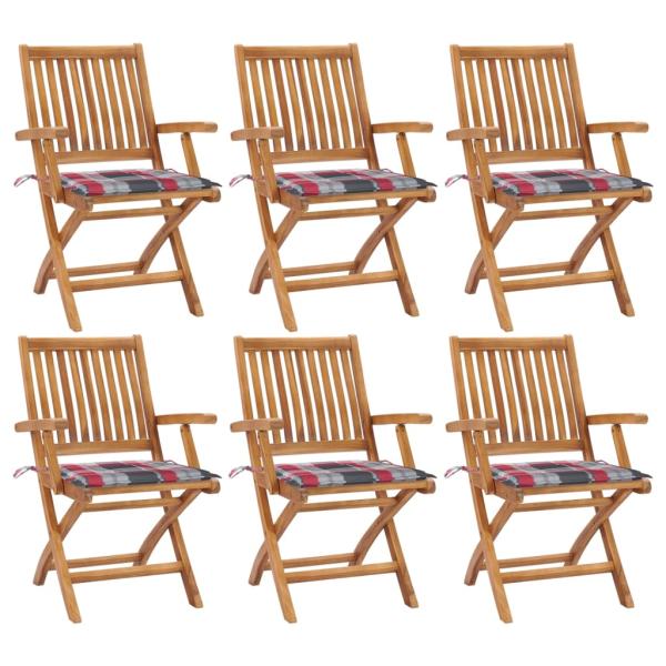 ARDEBO.de - Klappbare Gartenstühle mit Kissen 6 Stk. Massivholz Teak
