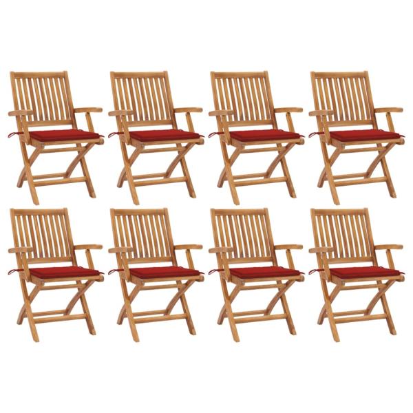ARDEBO.de - Klappbare Gartenstühle mit Kissen 8 Stk. Massivholz Teak
