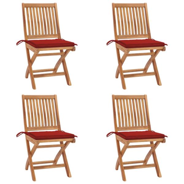 ARDEBO.de - Klappbare Gartenstühle mit Kissen 4 Stk. Massivholz Teak