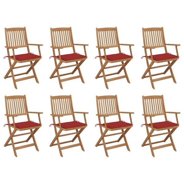 ARDEBO.de - Klappbare Gartenstühle mit Kissen 8 Stk. Massivholz Akazie