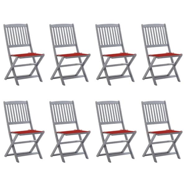 ARDEBO.de - Klappbare Gartenstühle 8 Stk. mit Kissen Massivholz Akazie