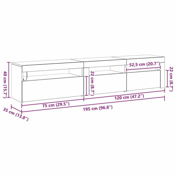 TV-Schränk 2 pcs Schwarz Eichen-Optik 195 x 35 x 40 cm
