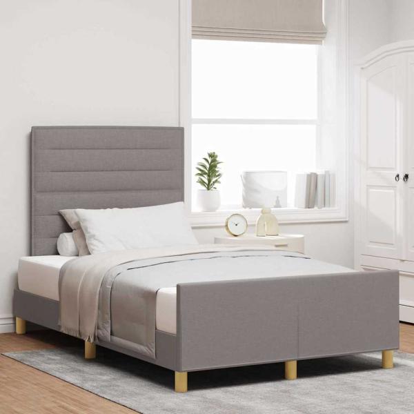 ARDEBO.de - Bettgestell mit Kopfteil Taupe 120 x 190 cm Stoff