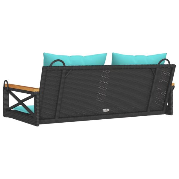 Hängebank mit Kissen Schwarz 109x62x40 cm Poly Rattan