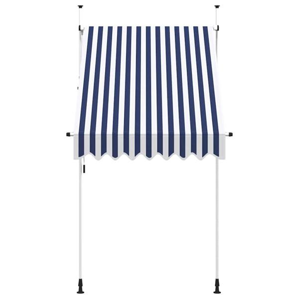 Einziehbare Markise Handbetrieben 150 cm Blau/Weiß Gestreift