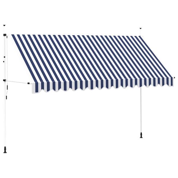 Einziehbare Markise Handbetrieben 400 cm Blau/Weiß Gestreift