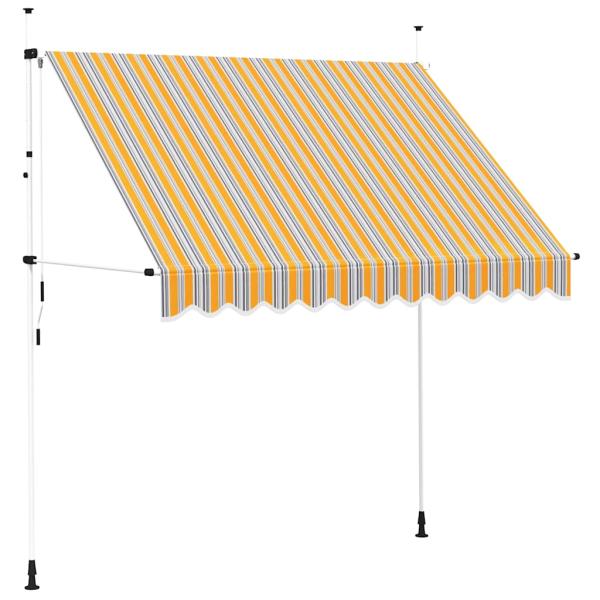 Einziehbare Markise Handbetrieben 250 cm Gelb/Blau Gestreift