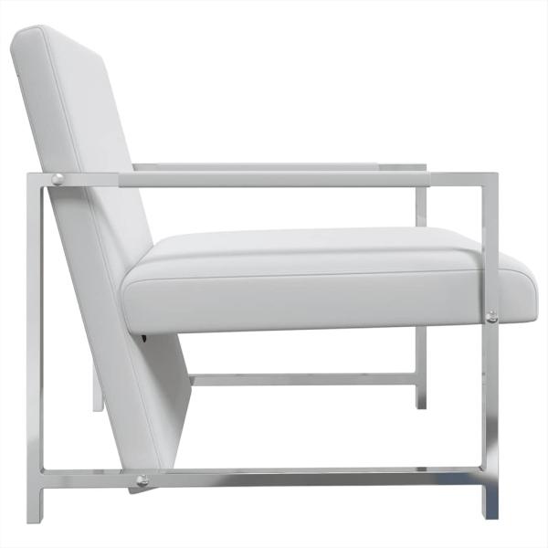 Sessel 2 Stk. Verchromtes Gestell Weiß Kunstleder