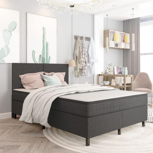 ARDEBO.de - Boxspring-Bettgestell Grau Stoff 180x200 cm