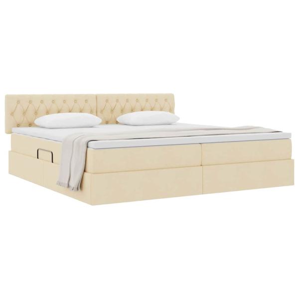 Aufbewahrungsbett mit Matratze Creme 200 x 200 cm Samt