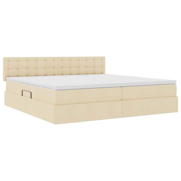 Aufbewahrungsbett mit Matratze Creme 200 x 200 cm Samt