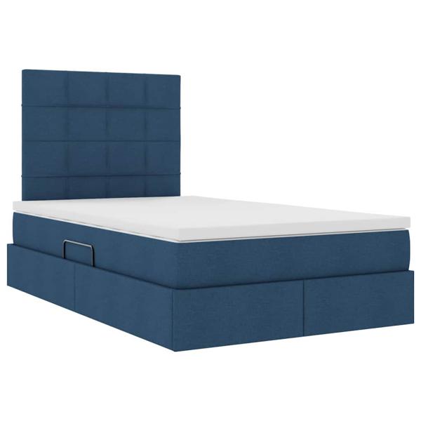 Aufbewahrungsbett mit Matratze Blau 120 x 190 cm Stoff