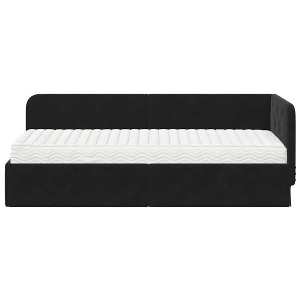 Eckbettgestell Schwarz 80 x 200 cm Samt
