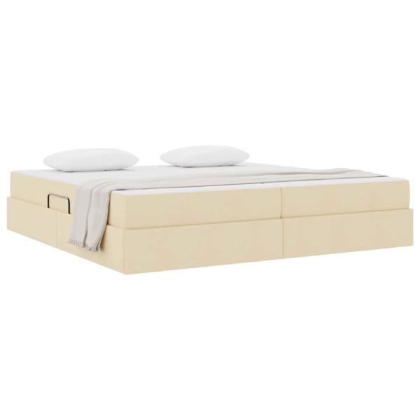 Aufbewahrungsbett mit Matratze Creme 200 x 200 cm Polyester