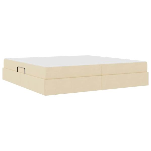 Aufbewahrungsbett mit Matratze Creme 200 x 200 cm Polyester