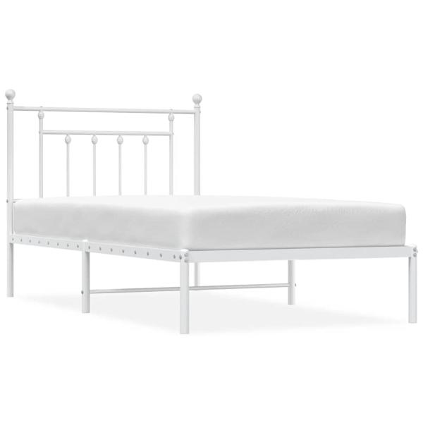 Bettgestell mit Kopfteil Metall Weiß 100x190 cm
