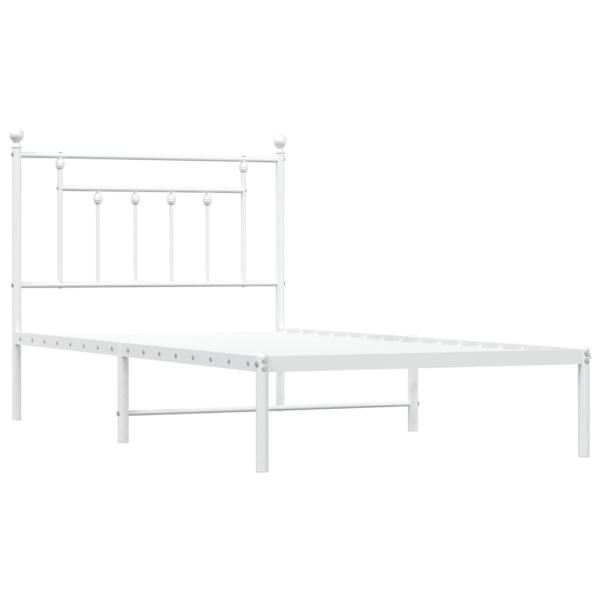 Bettgestell mit Kopfteil Metall Weiß 100x190 cm