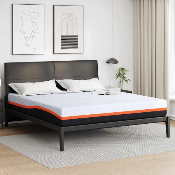 ARDEBO.de - Matratze Weiß und Grau 200 x 200 cm Jacquard-Stoff
