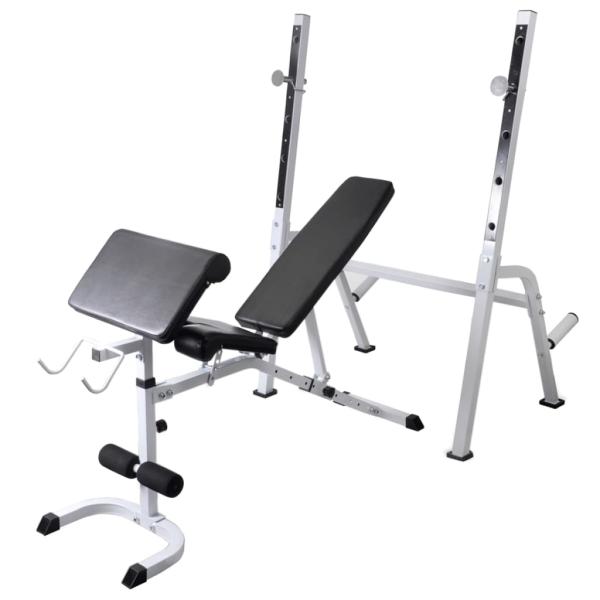 Hantelbank mit Ablage, Langhantel und Kurzhantel-Set 120 kg
