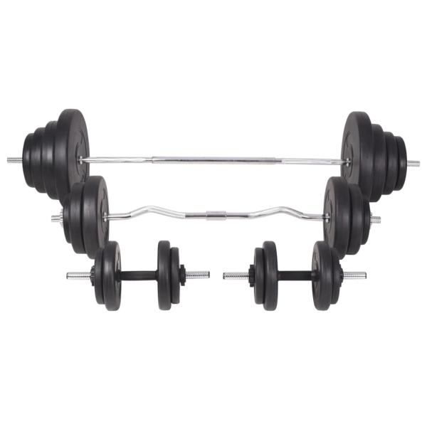 Hantelbank mit Ablage, Langhantel und Kurzhantel-Set 120 kg