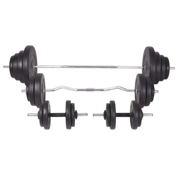 Hantelbank mit Ablage, Langhantel und Kurzhantel-Set 120 kg