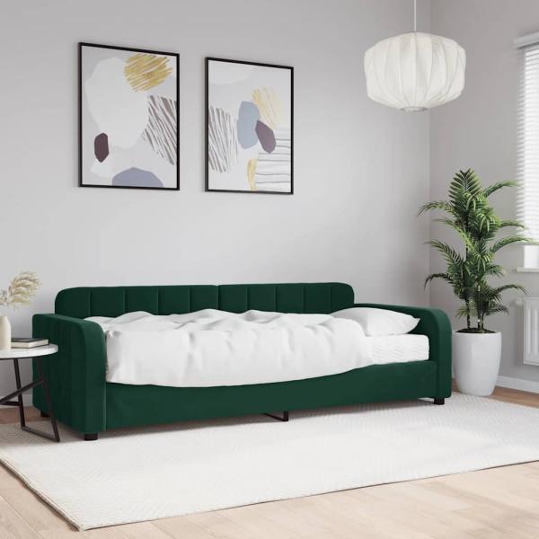 ARDEBO.de - Tagesbett mit Matratze Dunkelgrün 80x200 cm Samt