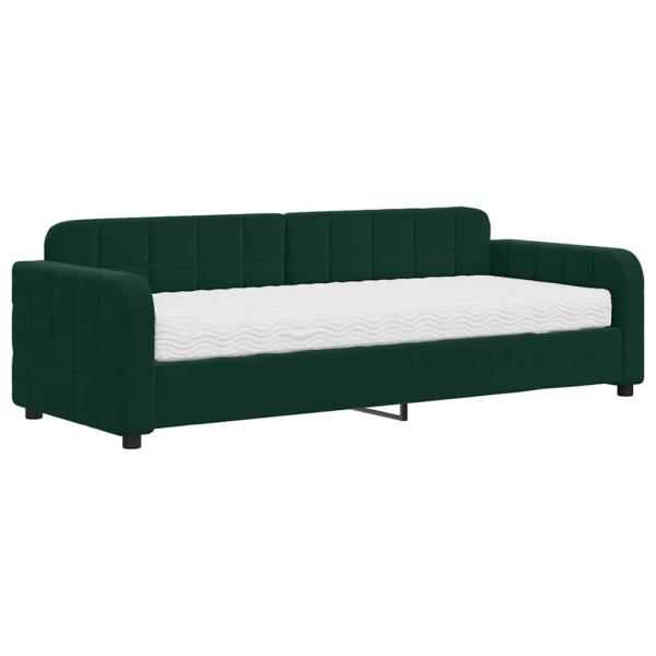 Tagesbett mit Matratze Dunkelgrün 80x200 cm Samt