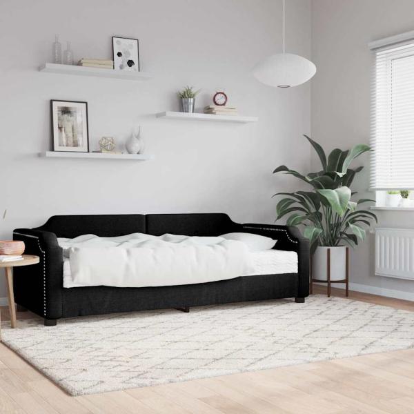 ARDEBO.de - Tagesbett mit Matratze Schwarz 80x200 cm Stoff