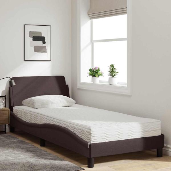 Bett mit Matratze "Dover" Dunkelbraun 80x200 cm Stoff