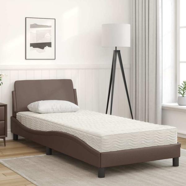 Bett mit Matratze "Dover" Braun 80x200 cm Kunstleder
