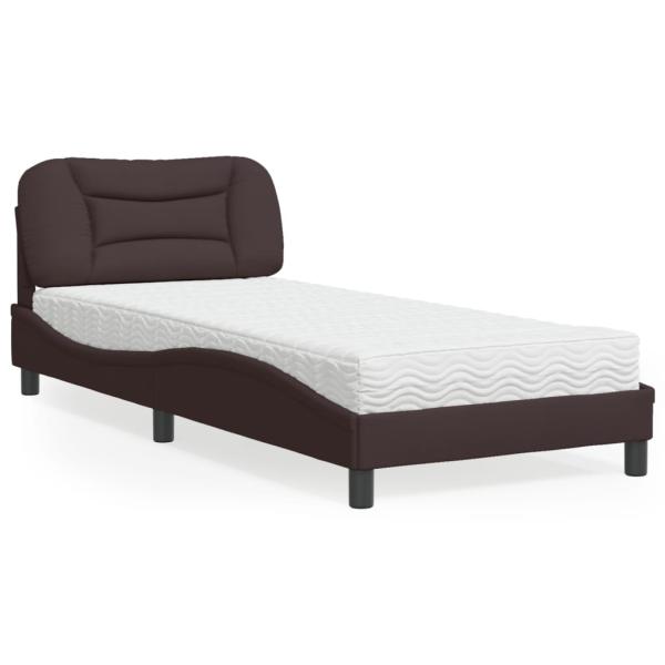 ARDEBO.de - Bett mit Matratze "Hvar" Dunkelbraun 80x200 cm Stoff