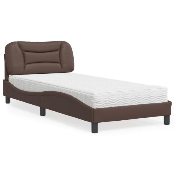 ARDEBO.de - Bett mit Matratze "Hvar" Braun 80x200 cm Kunstleder