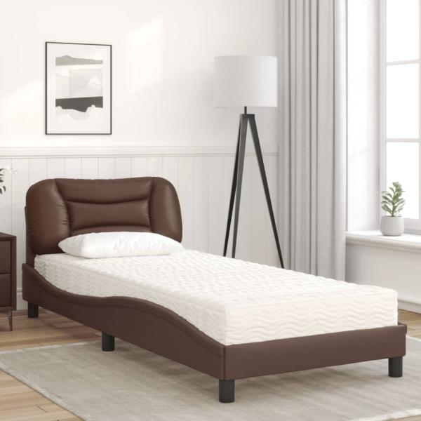 Bett mit Matratze "Hvar" Braun 80x200 cm Kunstleder