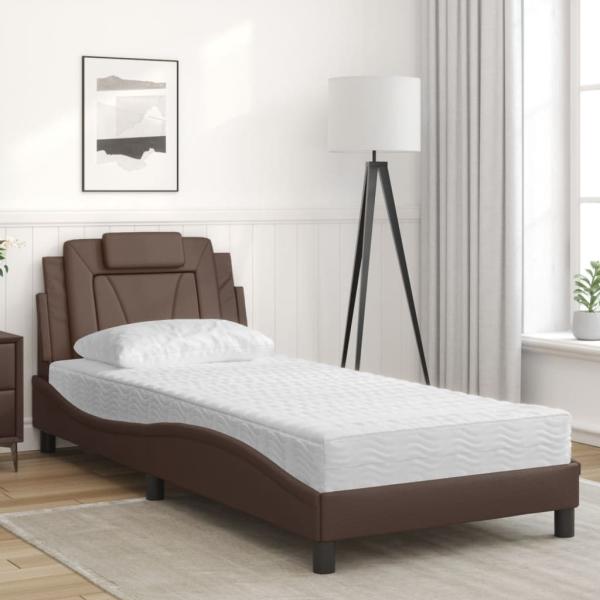 Bett "Viana" mit Matratze Braun 80x200 cm Kunstleder